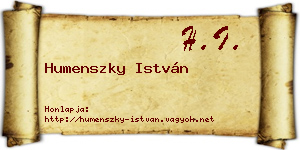 Humenszky István névjegykártya