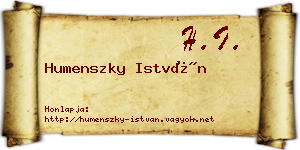 Humenszky István névjegykártya